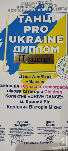 Юні танцюристи Кривого Рогу стали призерами Всеукраїнського фестивалю-конкурсу «Танці pro Ukraine»2