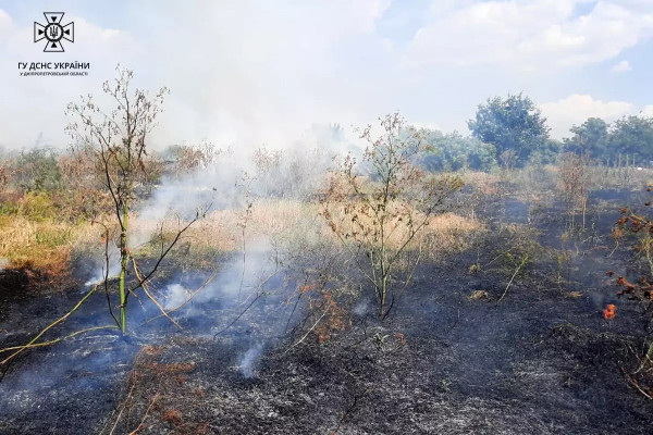 В екосистемах Криворізького та Кам’янського районів протягом минулого дня надзвичайники загасили пожежі на площі понад 10 га6
