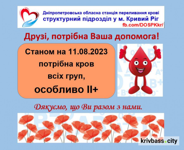 Кров рятує життя: у Кривому Розі медики Центру переливання терміново шукають донорів1
