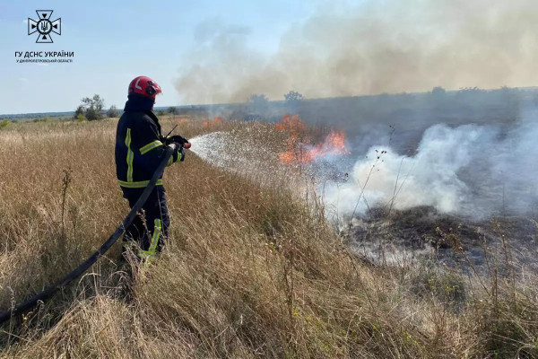На Дніпропетровщині протягом минулої доби пожежами знищено понад 11 га родючої землі в екосистемах  1
