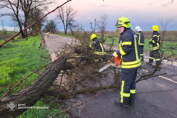Рятувальники Дніпропетровщини допомагали прибирати з доріг дерева та дахи0