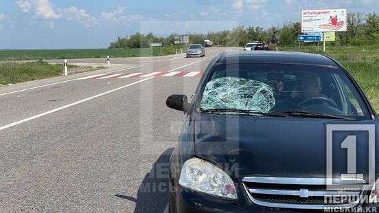 На лобовому склі залишилися тріщини від удару: на трасі під Кривим Рогом Chevrolet збив жінку1