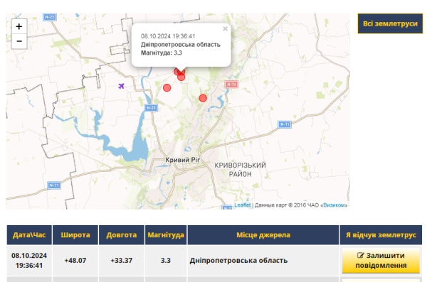Під Кривим Рогом зафіксували найбільший землетрус з початку року: що відомо про наслідки1
