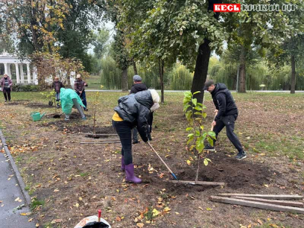 Осіння висадка дерев в парку Мершавцева в Кривому Розі