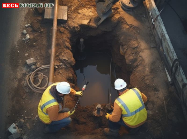 Ліквідація пориву працівниками водоканалу в Кривому Розі