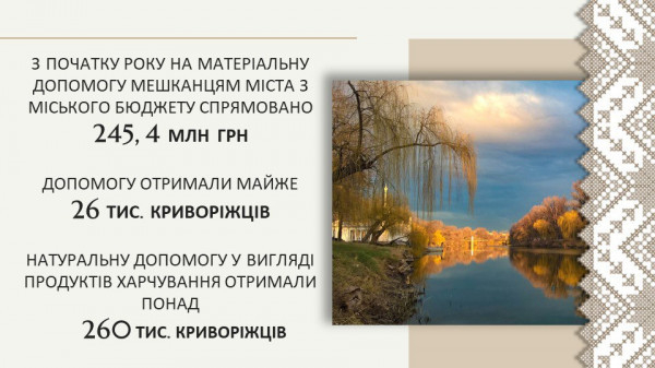 Ю. Вілкул: Продовжуємо у Кривому Розі унікальну для України міську Програму соціальної підтримки мешканців. З початку року матеріальну допомогу від міста вже отримали майже 26 тисяч криворіжців на суму 245,4 млн грн3