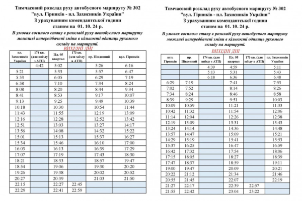 У Кривому Розі оновили розклад руху автобусного маршруту № 302: як їздить транспорт у робочі та вихідні2
