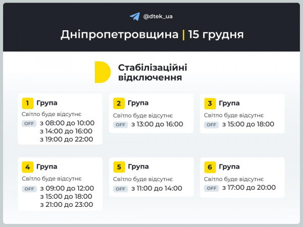 До відома криворіжців: про стабілізаційні графіки відключення електроенергії1