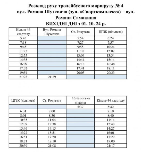 Графік курсування тролейбуса №4 у робочі та вихідні дні: детальний розклад громадського транспорту2