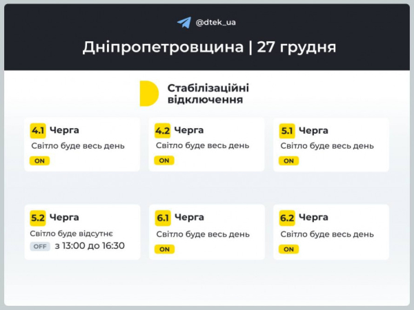 Як діятимуть 27 грудня у Кривому Розі графіки відключень: відповідь енергетиків2