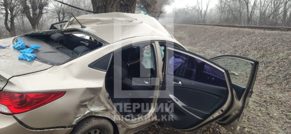 У Кривому Розі легковик врізався у дерево: водій не міг вибратися самостійно2