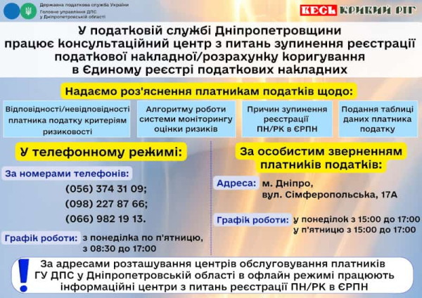 Консультативний центр ДПС у Дніпропетровській області