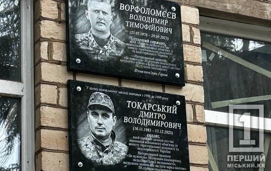 Пам'ять про Героїв закарбована для наступних поколінь: у Кривому Розі відкрили меморіальні дошки Дмитру Токарському та Володимиру Ворфоломєєву