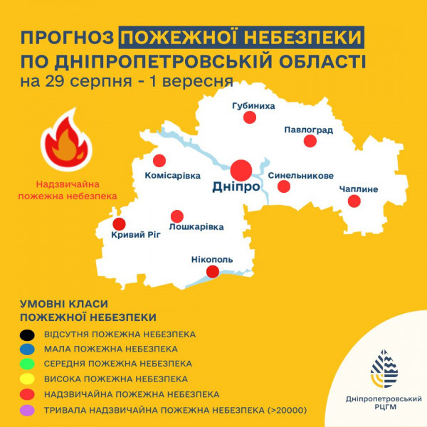 На Дніпропетровщині – надзвичайна пожежна небезпека п’ятого класу0