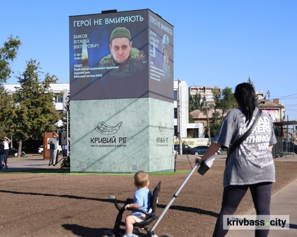 У Кривому Розі відкрили меморіальний інтерактивний комплекс «Куб пам'яті» з фотографіями загиблих Героїв і Героїнь4