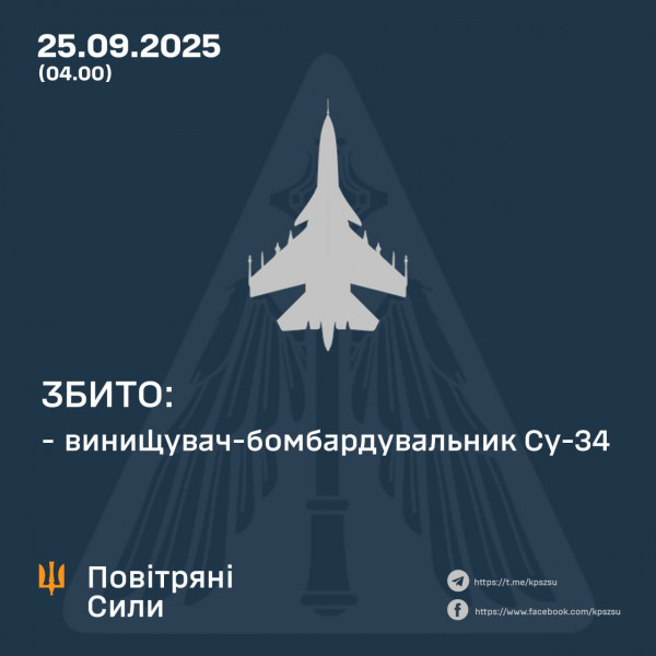 Вночі збито  ворожий літак  СУ-340