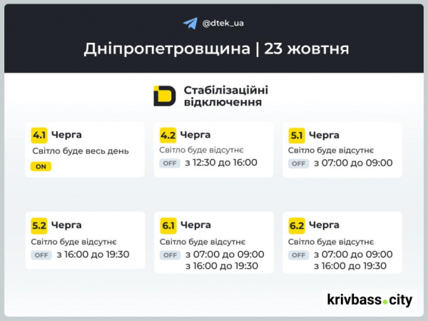 Як відключатимуть світло у Кривому Розі 23 жовтня: орієнтовні графіки від енергетиків2
