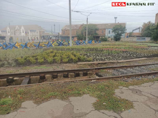 Клумби на Розворотному кільці трамваїв Довгинцево в Кривому Розі