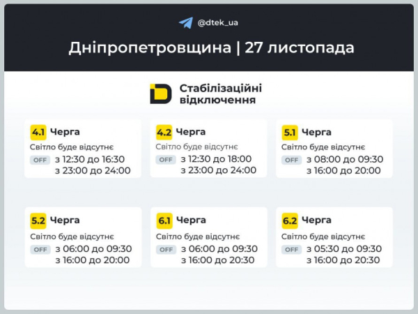 Графіки відключень світла у Кривому Розі на 27 листопада: що кажуть енергетики3