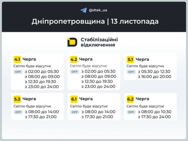 Кривий Ріг знову без світла: ГРАФІКИ відключень на 13 листопада2