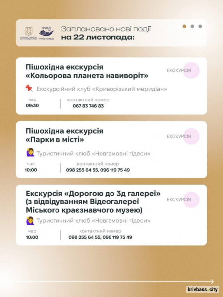 Криворізький вікенд: культурні та туристичні події Кривого Рогу на 22 та 23 листопада1