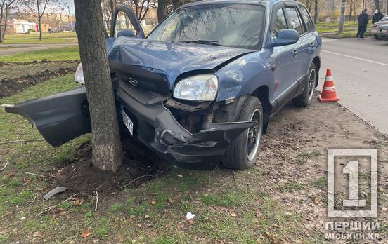 Одна з автівок влетіла у дерево: у Бульварному провулку у аварію потрапили Hyundai та Daewoo