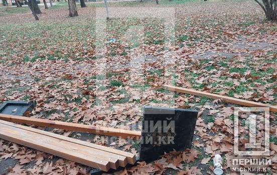 Потрібна негайна реакція поліції: у сквері на Петра Калнишевського молодь регулярно трощить встановлені лави