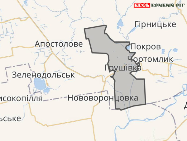 Карта Криворізького району – Грушівська громада