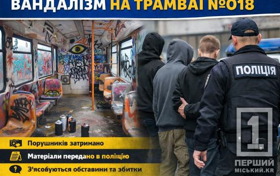 Батьки не навчили, що малювати треба тільки в альбомах: у Кривому Розі затримали трьох хуліганів, що зіпсували салон трамваю