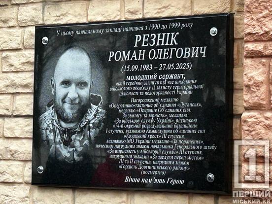 Спогади про них житимуть: у Криворізькій гімназії №65 відкрили меморіальні дошки героям Роману Резніку та Віталію Бикову2