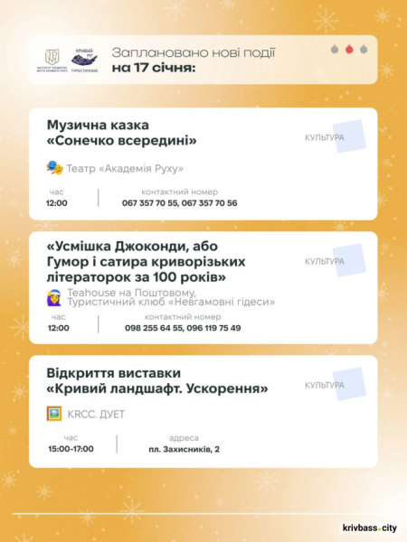 Криворізький вікенд: як провести час з рідними 17 та 18 січня в місті2