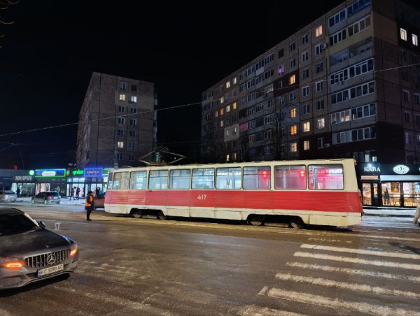 На зупинці «Промінь» стався обрив трамвайної контактної мережі0