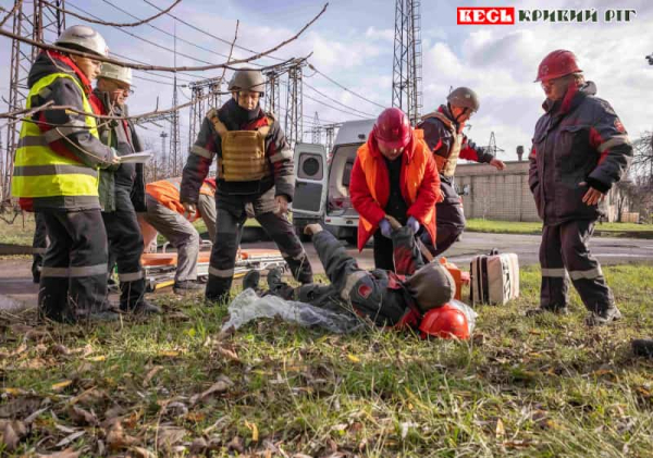 Навчання на ПівнГЗК в Кривому Розі з ліквідації наслідків удару по енергетиці