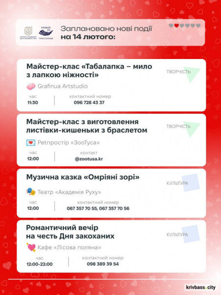 Криворізький вікенд: як романтично провести час з найріднішими 14 та 15 лютого 2