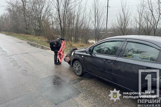 Застряг посеред траси: поліцейські Криворіжжя врятували водія на дорозі1