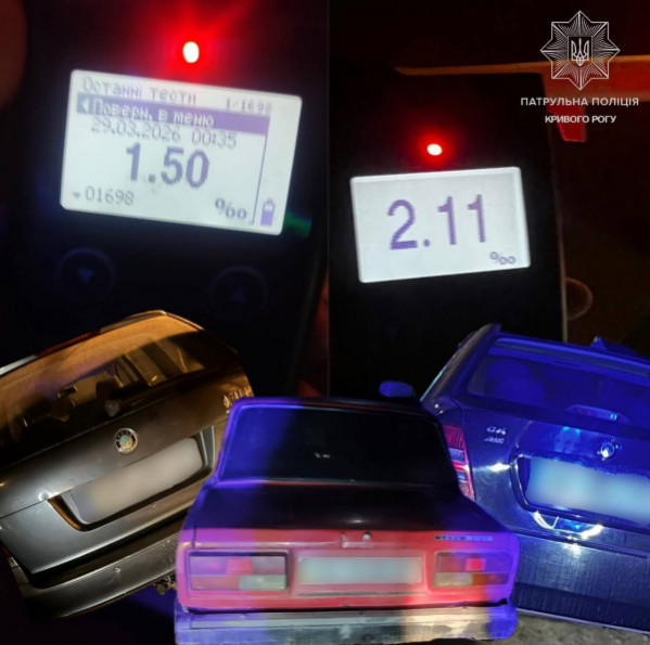 Минулої ночі криворізькі патрульні спіймали одразу кількох нетверезих водіїв на дорогах міста0