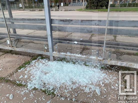 У Кривому Розі розбили скляну зупинку біля цирку: черговий акт вандалізму2