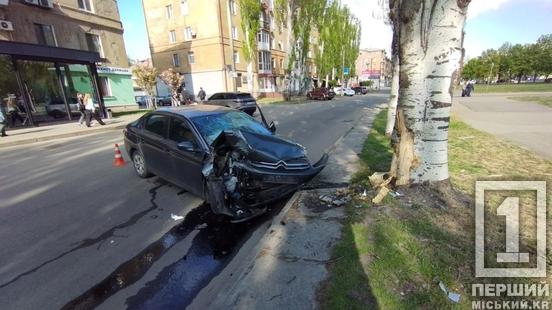 Аварія на Героїв АТО: водій розбив авто об дерево та потрапив до лікарні1