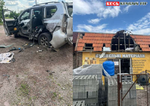 Удару дронами зазнали авто та магазин будматеріалів у Мар’янському Криворізького р-ну