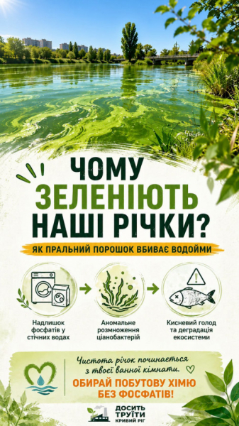 Екоактивісти б’ють на сполох: побутова хімія отруює водойми Криворіжжя
