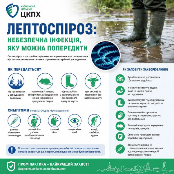 Небезпека біля води: медики попереджають про ризик зараження лептоспірозом