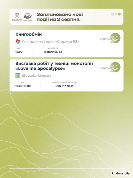Перші вихідні серпня у Кривому Розі: що подивитися та куди сходити містянам