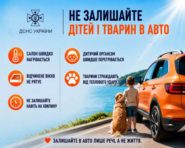 Спека та авто: мешканців Кривого Рогу закликають не залишати дітей і тварин у салонах