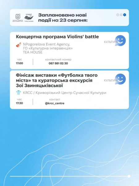 Афіша вихідних 22-23 серпня: що цікавого подивитись у Кривому Розі