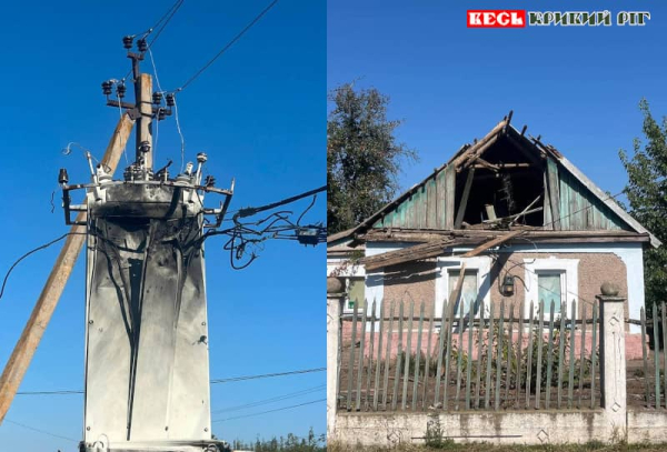 Трансформатор та будинок пошкодили дрони у Мар’янському Криворізького р-ну